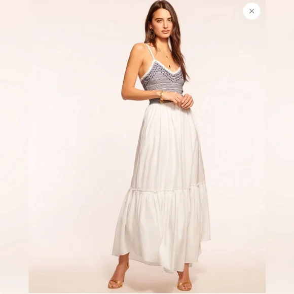 ✨Host Pick✨Ramy Brook Lucia Smocked Cotton Poplin Maxi Dress- Sz Small - Picture 1 of 7